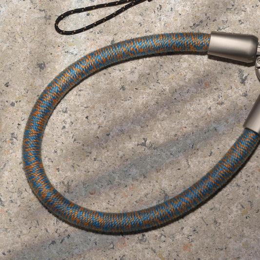 Blue Mustard Mixed Hand-Spun Cotton Phone Strap – Handmade Phone Charm, Secure Anti-Drop Hand Loop